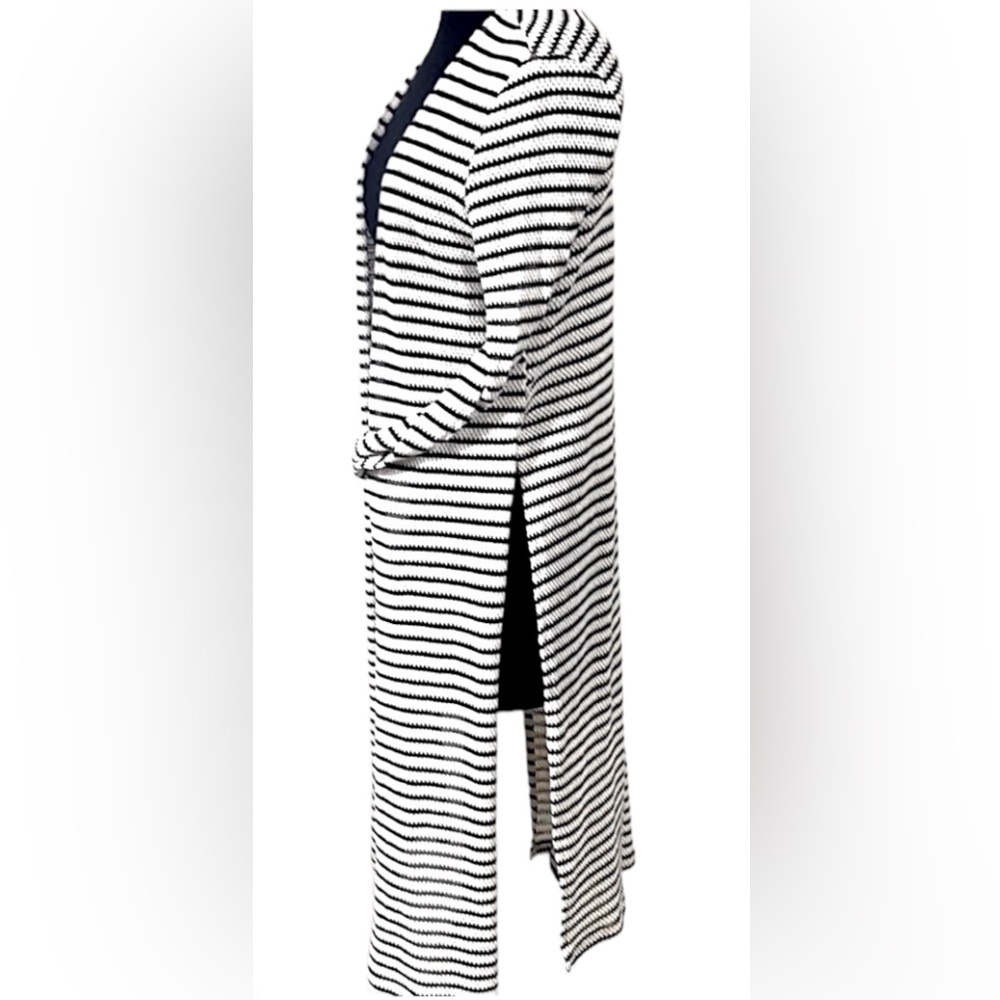 NWOT black and white striped sweater long cardigan by ambiance. Size small - Picture 2 of 3